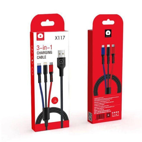 WUW 3-In-1 Fast Charging and Data Cables WUW-X117