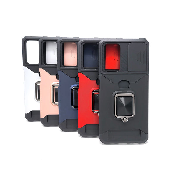 Samsung Galaxy A03S - Secure Card Holder Magnet Enabled Case with Ring Kickstand [Pro-M]