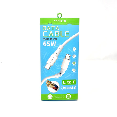 Maimi X73 65W Quick Charge Silica Gel Type-C to Type C Data Charging Cable Charger 1 Meter [Pro-Mobile]