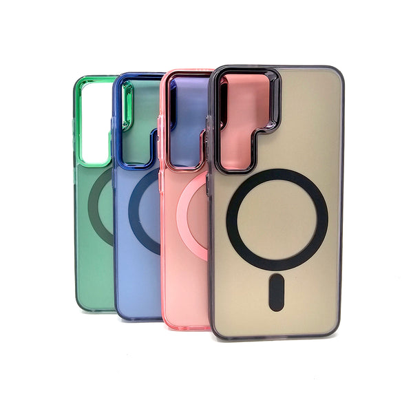 Samsung Galaxy S24 - MAGNETO Chrome Edge Magnet Ring Silicone Case [Pro-Mobile]