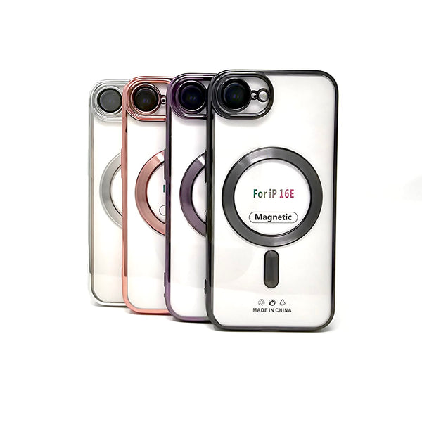 Apple iPhone 16e - Chrome Edge Magnet RING Silicone Case [Pro-Mobile]