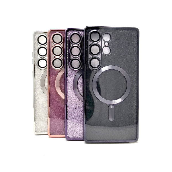 Samsung Galaxy S25 Ultra - SPARKLE Chrome Edge Magnet RING Silicone Case [Pro-Mobile]