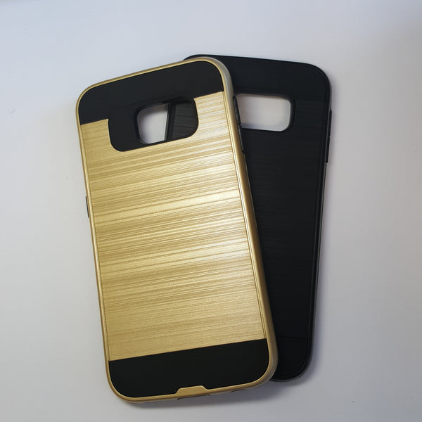 Samsung Galaxy S6 Edge - Shockproof Slim Dual Layer Brush Metal Case Cover [Pro-Mobile]
