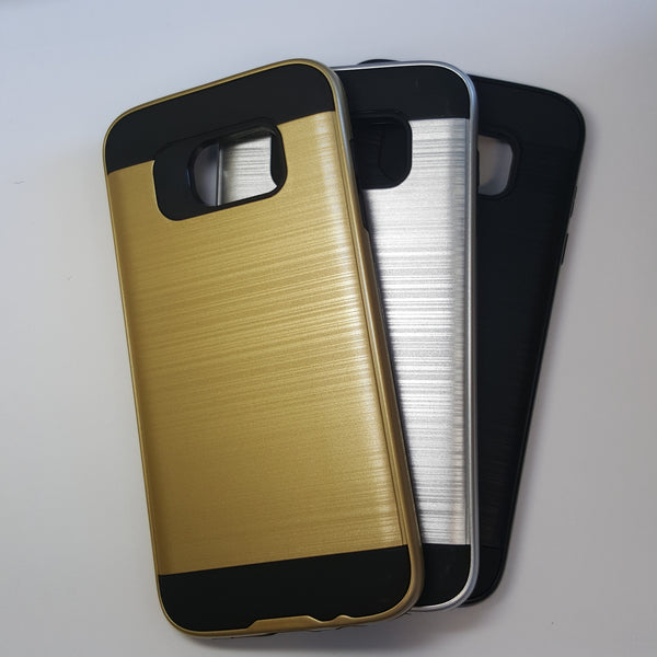 Samsung Galaxy S7 Edge - Shockproof Slim Dual Layer Brush Metal Case Cover [Pro-Mobile]