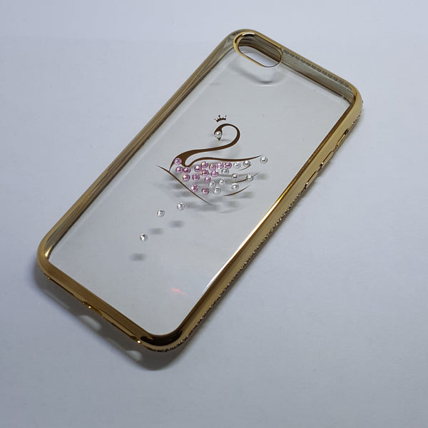 Apple iPhone 5G/5S/SE/5C - Chrome Edge with Rhinestone Silicone Case [Pro-Mobile]