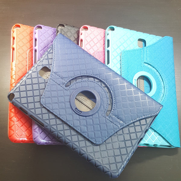 Samsung Galaxy Tab A 8" - 360 Rotating Grid Plaid Pattern Stand Case Smart Cover [Pro-Mobile]