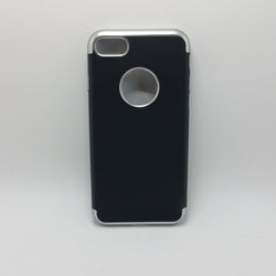 Apple iPhone 6 / 6S - Black Silicone Phone Case with Chrome Edge [Pro-Mobile]