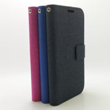 Apple iPhone 5 / 5S / SE - Cloth Leather Book Style Wallet Case with Strap [Pro-Mobile]