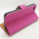 Apple iPhone 5 / 5S / SE - Cloth Leather Book Style Wallet Case with Strap [Pro-Mobile]