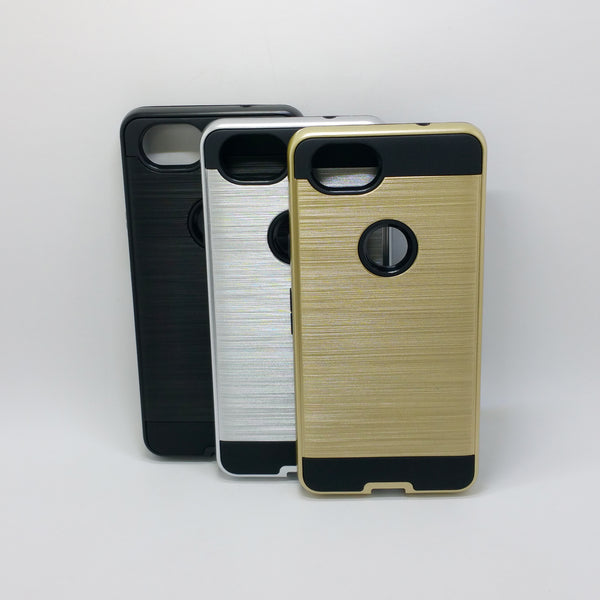 Google Pixel 2 - Shockproof Slim Dual Layer Brush Metal Case Cover [Pro-Mobile]