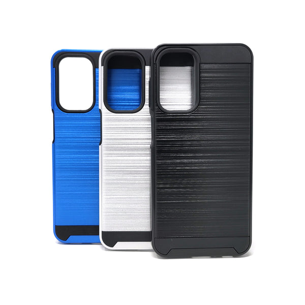 Samsung Galaxy A23 4G - Shockproof Slim Dual Layer Brush Metal Case Cover [Pro-Mobile]
