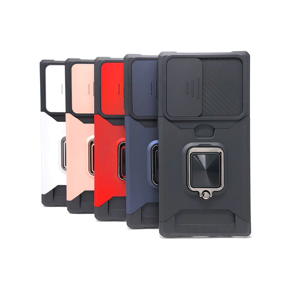 Samsung Galaxy S24 Ultra - Secure Card Holder Magnet Enabled Case with Ring Kickstand [Pro-Mobile]