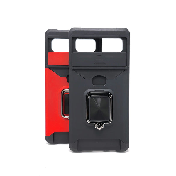 Google Pixel 6a - Secure Card Holder Magnet Enabled Case with Ring Kickstand [Pro-M]