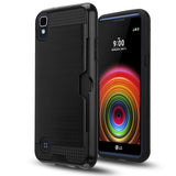 LG X Power - Shockproof Slim Dual Layer Brush Metal Case Cover [Pro-Mobile]