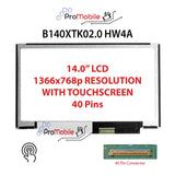 For B140XTK02.0 HW4A 14.0" WideScreen New Laptop LCD Screen Replacement Repair Display [Pro-Mobile]