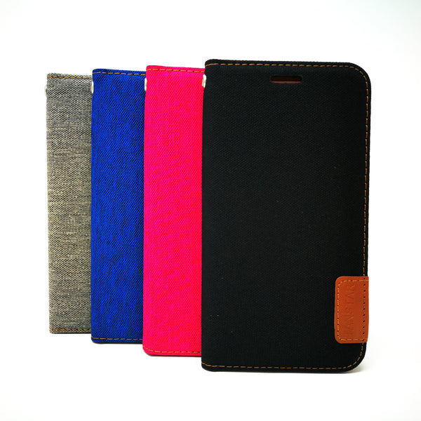 Samsung Galaxy A5 (2017) - TanStar Fabric Wallet Card Holder Flip Stand Case Cover with Magnetic Closure [Pro-Mobile]