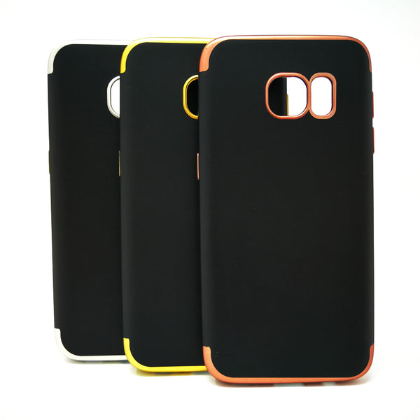 Samsung Galaxy S7 - Black Silicone Phone Case with Chrome Edge