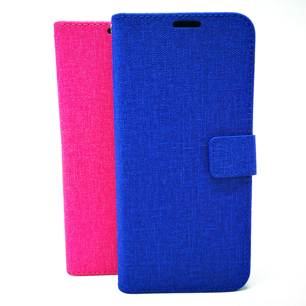 Samsung Galaxy S9 Plus - Cloth Leather Book Style Wallet Case with Strap [Pro-Mobile]