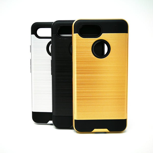 Google Pixel 3 - Shockproof Slim Dual Layer Brush Metal Case Cover [Pro-Mobile]