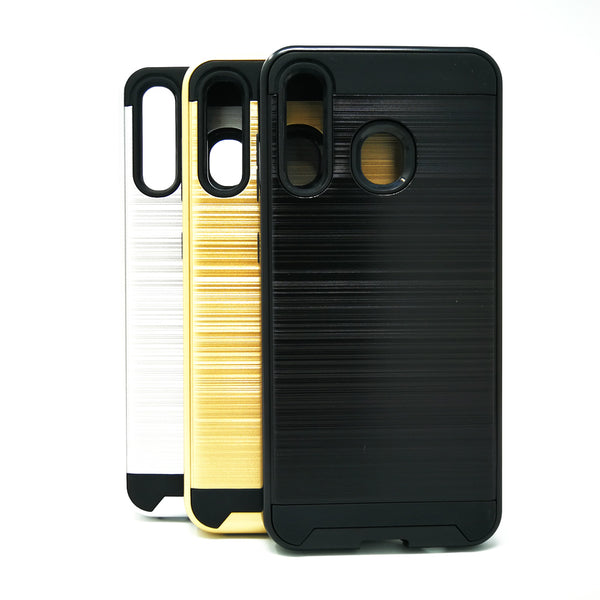 Samsung Galaxy A20 / A30 / A50 - Shockproof Slim Dual Layer Brush Metal Case Cover [Pro-Mobile]