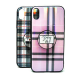 Apple iPhone X / XS - Classic Check Pattern Case with Pop Socket