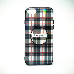 Apple iPhone XR - Classic Check Pattern Case with Pop Socket