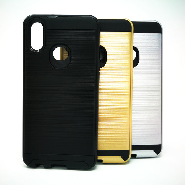 Samsung Galaxy A20S - Shockproof Slim Dual Layer Brush Metal Case Cover [Pro-Mobile]