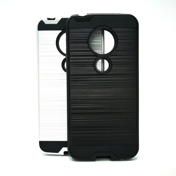 Motorola Moto G7 Play - Shockproof Slim Dual Layer Brush Metal Case Cover [Pro-Mobile]