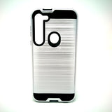 Motorola Moto G8 Plus / G8 Power / G Stylus - Shockproof Slim Dual Layer Brush Metal Case Cover [Pro-Mobile]