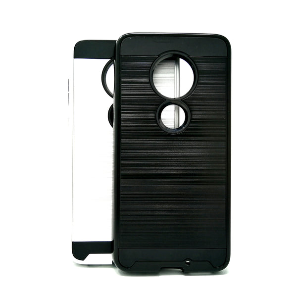 Motorola Moto G7 - Shockproof Slim Dual Layer Brush Metal Case Cover [Pro-Mobile]