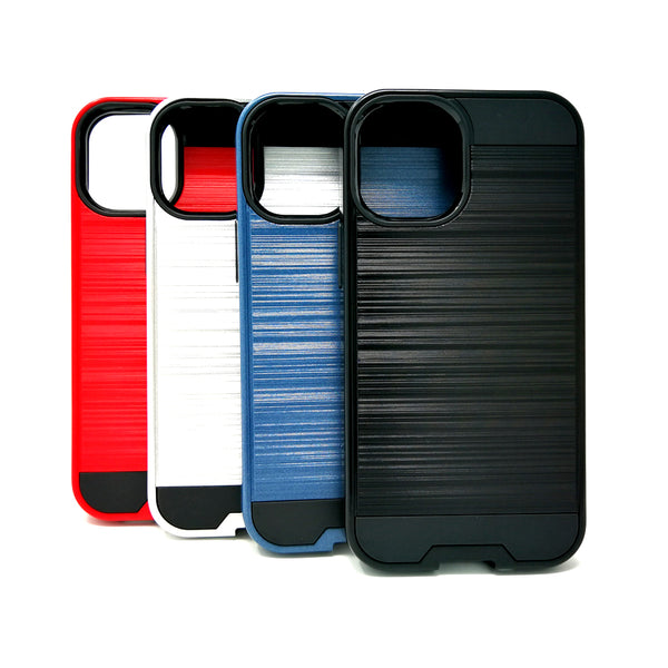 Apple iPhone 12 / 12 Pro - Shockproof Slim Dual Layer Brush Metal Case Cover [Pro-Mobile]