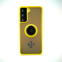 Samsung Galaxy S21 - Frosted Bumper Magnet Enabled Case with Ring Kickstand