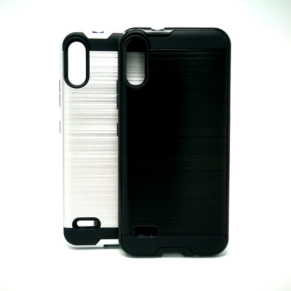 LG K22 / K32 - Shockproof Slim Dual Layer Brush Metal Case Cover [Pro-Mobile]