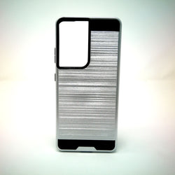 Samsung Galaxy S21 Ultra - Shockproof Slim Dual Layer Brush Metal Case Cover [Pro-Mobile]