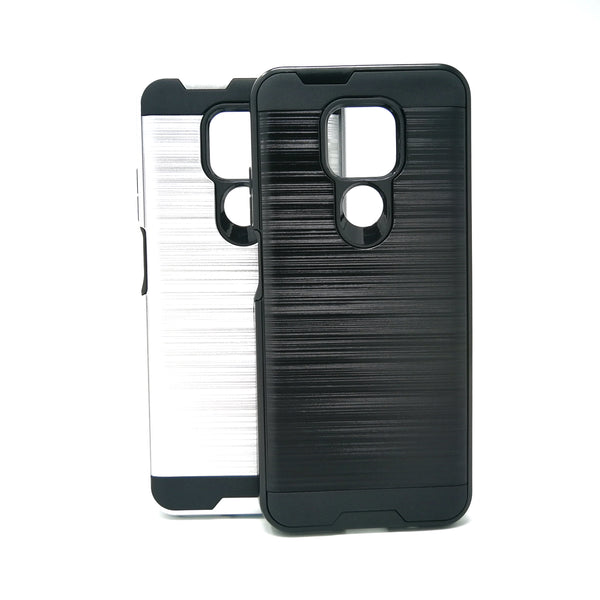 Motorola Moto G Play 2021 - Shockproof Slim Dual Layer Brush Metal Case Cover [Pro-Mobile]