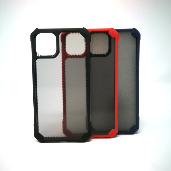 Apple iPhone 12 Pro Max - Grey Stripped Reinforced Corners Shockproof Silicone Phone Case [Pro-Mobile]