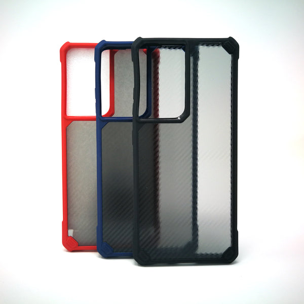 Samsung Galaxy S21 Ultra - Grey Stripped Reinforced Corners Shockproof Silicone Phone Case [Pro-Mobile]