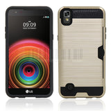 LG X Power - Shockproof Slim Dual Layer Brush Metal Case Cover [Pro-Mobile]