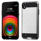 LG X Power - Shockproof Slim Dual Layer Brush Metal Case Cover [Pro-Mobile]