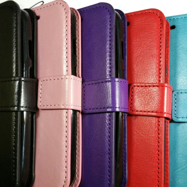 Motorola Moto E - Magnetic Wallet Card Holder Flip Stand Case Cover with Strap [Pro-Mobile]