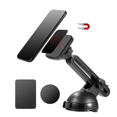 Heavy Duty Magnetic Car Mount Holder with Extension Arm and Rotatable Suction Cup For Dashboard