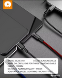 WUW 3-In-1 Braided Fast Charging and Data Cables WUW-X101