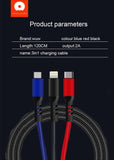 WUW 3-In-1 Fast Charging and Data Cables WUW-X117